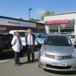Mrs Jacqueline Atkinson travelled from Lutterworth To Purchase her Nissan Note From Our Sales Executive Aaron Christian