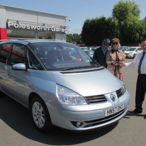 Louise Dalgleish & Micheal King Of The Band My Darling Clemantine, collecting their new Renault Espace From Our Sales Manager Steve Sadler
