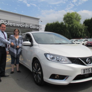 Mrs Jacqueline Mellors Collecting Her New Nissan Pulsar From Our Sales Manager Steve Sadler