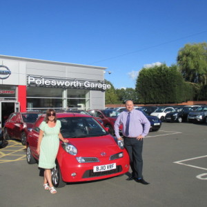Mrs Deborah Hobbis Collecting Taking Delivery Of Her New Nissan Micra From Our New Sales Executive Matthew Newman