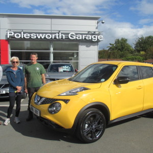 Micheal and Jo Daniels and  Of Arborcare Tree Surgery Ltd Collecting Their Brand New Nissan Juke From Our Sales Executive Adam Hickinbottom