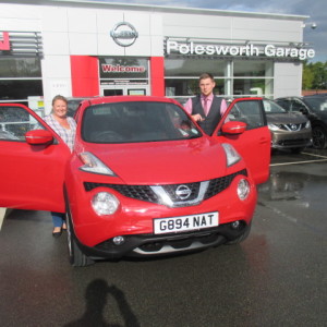 Mrs Natalie Marriott Taking Delivery Of Her Brand New Nissan Juke From Our Sales Executive Liam Mcentee