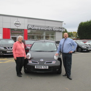 Mrs Pagett Collecting Her New Nissan Micra From Our Sales Executive Matt Newman