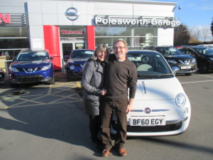 Mr And Mrs Nash Ready To Drive Away In Their New Fiat 500 Purchased From Our Sales Manager Steve Sadler