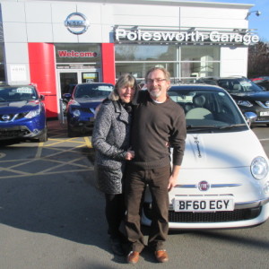 Mr And Mrs Nash Ready To Drive Away In Their New Fiat 500 Purchased From Our Sales Manager Steve Sadler