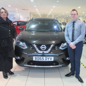Local Customer Mrs Dobson Collecting Her New New Top Of The Range 7 Seater Nissan X Trail From Our Sales Executive Phil Tierney