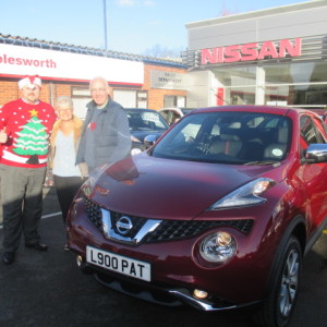 Mr And Mrs Kiely Collecting Their New Nissan Juke With Chrome Pack From Our Sales Executive Matthew Newman Who Is Getting Into The Chrtismas Spirit