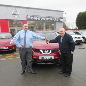 Mr Jeffrey Hope Collecting His New Top Of The Range Nissan Juke From OUr Sales Executive Matthew Newman