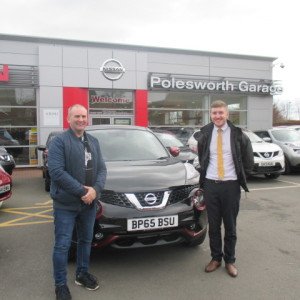 Mr Stuart Grubb Collecting His New Nissan Juke From Our Sales Executive Adam Hickinbottom