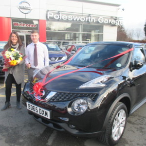 Mrs Dayman Collecting Her New Nissan Juke On Her Birthday From Our Sales Executive Adam Hickinbottom